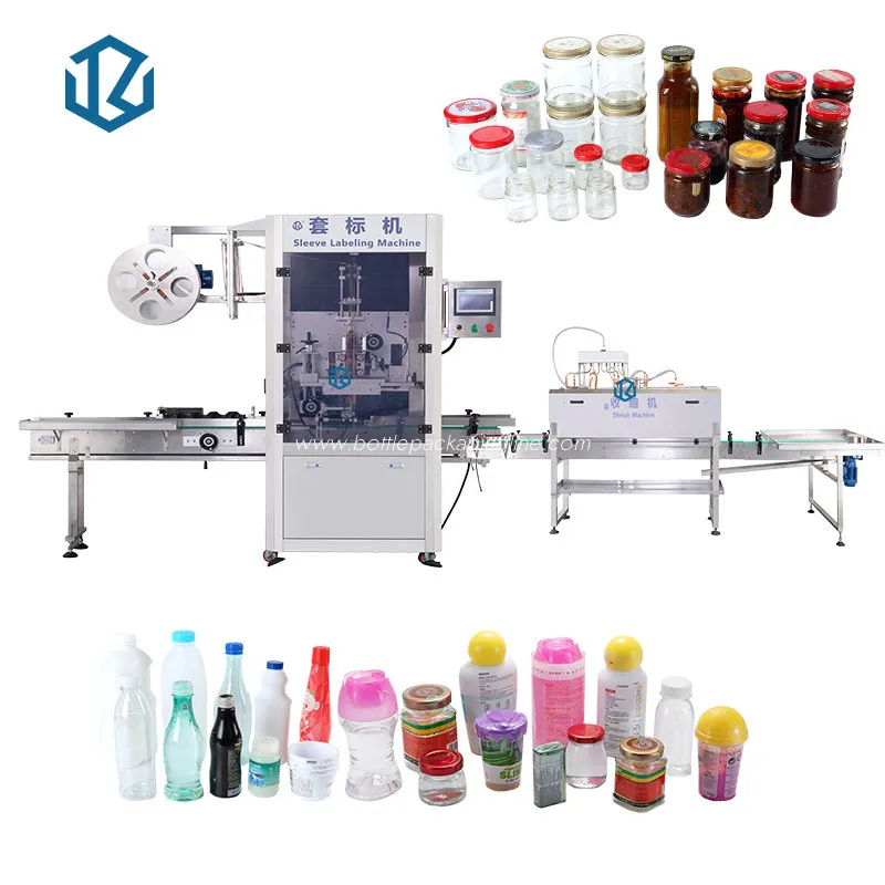 Pet Plastic Glass Bottle Sleeve Labeling Equipment Heat Packing Machine With Shrink Tunnel